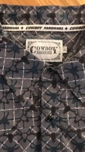 Cowboy Hardware dunkelgrau Western Kuhschädel Druck Perle Druckknopf Shirt Größe XL - Bild 1 von 8