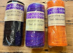 Crafter's Square Decorative HALLOWEEN Mesh 6 in x 5 yd ~ BLACK, PURPLE, ORANGE - Picture 1 of 4