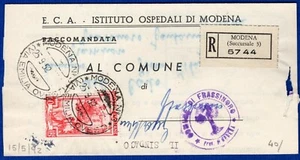 italy - MODULE REC. AFF. with 60 L. ITALY at WORK from MODENA on 25-9-1952 - Picture 1 of 1
