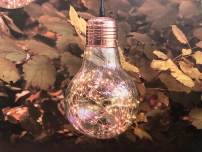 Lampadina a goccia Vintage di vetro e metallo color rame, Ø21,5cm, 100microled - Immagine 1 di 2