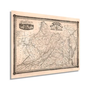 1862 Map of Virginia - Vintage State of Virginia USA Wall Art Poster Print - Picture 1 of 25