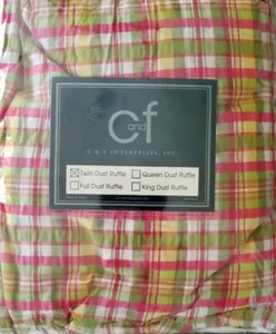 Twin Bedskirt C&F Enterprises Inc. Williamsburg Dust Ruffle Plaid Multi TWIN NEW - Picture 1 of 12
