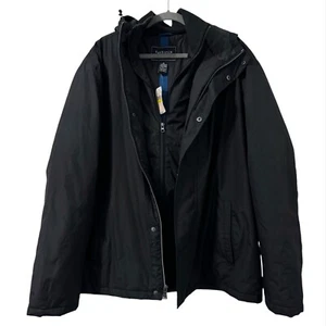 Van Heusen Sport Jacket XL Black Hooded Double Layer Full Zip Winter Classic NWT - Picture 1 of 6