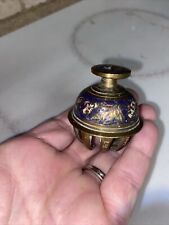 Rare Antique Hand Painted Brass Claw Bell, Made in India, Etched