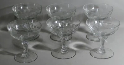 6 Coupes à Champagne En Cristal XIX ème Taillé Côtes Plates - Photo 1/4