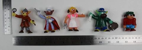 1980s Set of 5 x 3" SHERLOCK HOUND / HOLMES Spanish PVC Figures Miyazaki Yolanda Cover