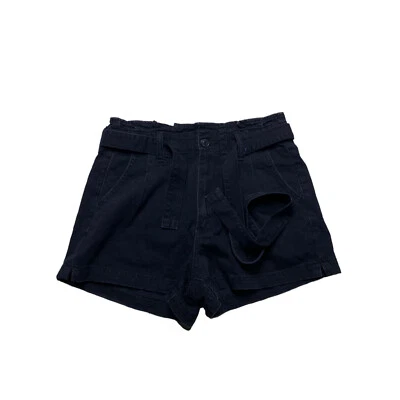 Pantalones cortos American Eagle para mujer talla 6 mamá negros con cinturón denim de tiro súper alto Foto 1 de 4