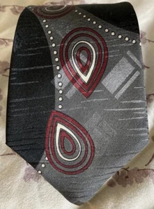 Vintage HALSTON Mens Tie 56.5” Polka Dot Geometric Deck Artsy Paisley EUC - Picture 1 of 4