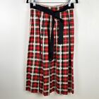Vintage Susan Bristol Midi Skirt Pockets Cottagecore Red Plaid Orig.Tie Belt USA