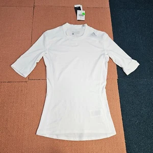 New Adidas Compression Top Women's White Small Short Sleeve T-Shirt Base U8a - Picture 1 of 13