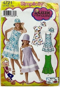 2004 Simplicity Schnittmuster 4721 Mädchen Kleid & Mütze Größe 7-14 Vintage 17092 - Bild 1 von 2