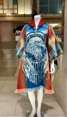 Poncho de lana de alpaca hecho a mano, nativo americano, águila, regalo perfecto para Navidad Foto 1 de 4