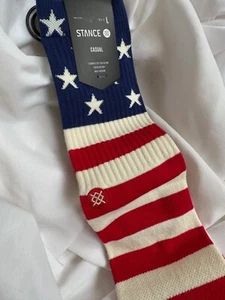Stance Casual The Fourth St Red White Blue Crew Socks Size L A556A20FOS-RED Mens - Picture 1 of 9