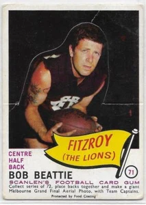 1966 Scanlens (71) Bob BEATTIE Unpopped Die Cut Fitzroy : - Picture 1 of 2