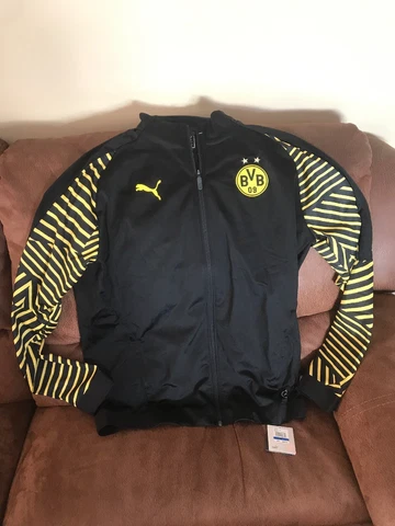 Puma Borussia Dortmund BVB Stadium Soccer Black Jacket NWT Size XL Mens Cover