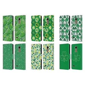 HEAD CASE DESIGNS SHAMROCK PATTERNS LEATHER BOOK WALLET CASE FOR LG PHONES 1 - Picture 1 of 7