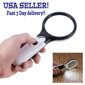 3 LED Light 45X Handheld Magnifier Reading Magnifying Glass Lens Jewelry Loupe - Picture 1 of 4