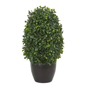 13” Boxwood Topiary faux Plant UV Resistant Natural Decor - Picture 1 of 1
