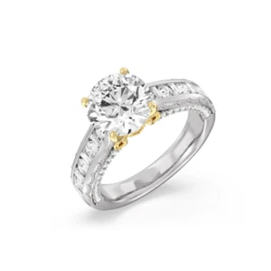 Women Wedding Ring Diamond Lab Grown Round 2 Ct IGI Certified 14k Multitone Gold - Picture 1 of 8