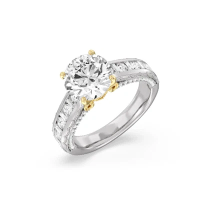 14k Multitone Gold Women Wedding Ring Diamond Lab Grown Round 2 Ct IGI Certified - Image 1 of 4