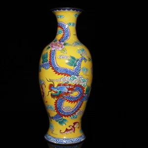 Collect old Cloisonne enamel pinwire Dragon phoenix pattern vase decoration - Picture 1 of 9