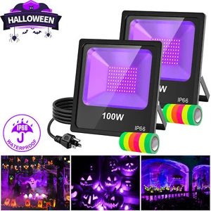 2 CONFEZIONI 100W Luci LED UV Nero Illuminazione Palco Festa Esterno Bagliore al Buio 120V - Foto 1 di 9