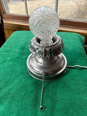 Ornate Art Deco Ebossed Metal Single Bulb Fixture, New Wiring, Free S/H - Image 1 of 4