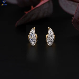 0.258 TCW Round Brilliant Cut Stud Moissanite Diamond Yellow Gold 10k Labstone - Picture 1 of 4
