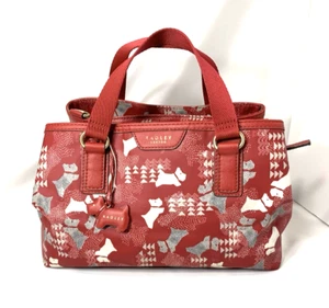 Cartera Radley London Roja Scottie Perro Estampado Recubierto Algodón Cartera Multi-Compartimento - Imagen 1 de 14