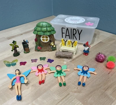 Sensory Kit Fairy Garden 18pc Fairies & Accessories plus storage box Colorful - Image 1 of 4