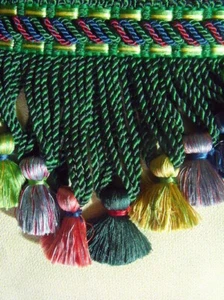 Brunschwig Reve de Papillon Long Emerald Green SILK Tassel Fringe Trim DREAMY! - Picture 1 of 8