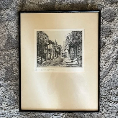 Grabado original de Mermaid Street in Rye, Edward J. Cherry (1886-1960) firmado Foto 1 de 4