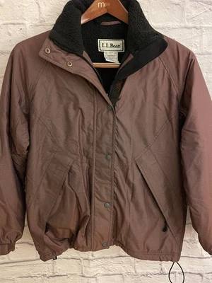 Vintage LL Bean Sherpa Lined Rust Nylon Full Zip Jacket Women's Sz Small S - Image 1 of 4