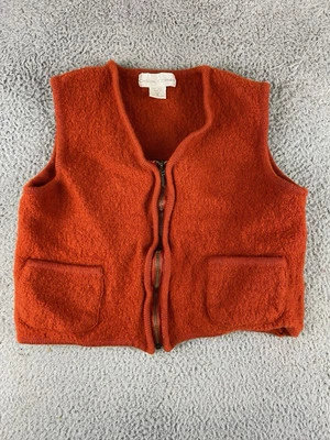 Chaleco de Colección 100% Lana con Cremallera Capas Cálido Bolsillos Informal Esquina Talla Mediana Naranja Foto 1 de 4