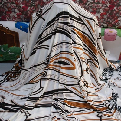 Italian viscose jersey fabric abstract print Luxury italian fabric by the meter - Image 1 of 4