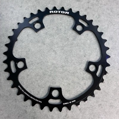 NOS Rotor 38T Chainring Black 110mm BCD 11 Speed 5-Bolt Aluminum New Take Off - Image 1 of 4