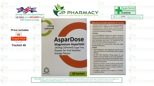 AsparDose Magnesium Aspartate Orange Flavour - 10 sachets. EXP: 10/2027 ...