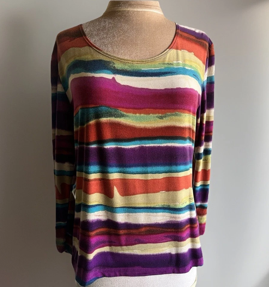 Top Y2K Rainbow Festival Suzie In The City Rayas Manga Larga Boho Tonos Joya Foto 1 de 4