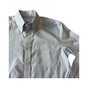 Brooks Brothers Mens 15/32 Slim Fit Striped Button Down Dress Shirt Blue - Picture 1 of 11