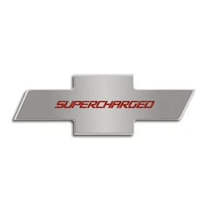 Hood Badge Red Carbon Fiber 'Supercharged' Inlay for 10-15 Camaro [fits OEM Pad] - Picture 1 of 3