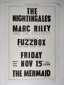 Fuzzbox Poster Nightingales Marc Riley Original The Mermaid Birmingham Nov 1985 - Picture 1 of 12