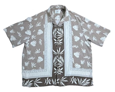 Hawaiian Shirt Men's 2XL Silk Tropical Island Brown Paradise Floral Tiki Party  - Image 1 of 4