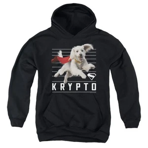Superman 2025 Krypto Lines Youth Kids Pull-Over Hoodie, Black, 3-13 Years - Picture 1 of 6