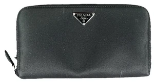 PRADA Logo Plate Nylon Zip Around Long Wallet Black/6BF1087 - Bild 1 von 9