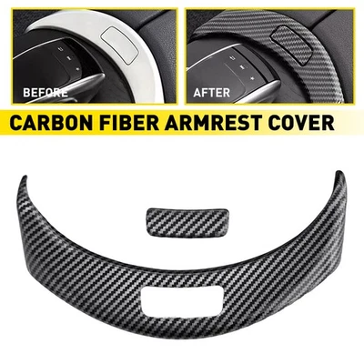 适用于梅赛德斯奔驰 C 级碳纤维中央控制台扶手盒纽扣装饰 — 第 1/4 张图片