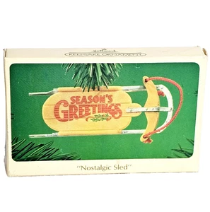 Hallmark Keepsake Ornament Nostalgic Sled Christmas Seasons Greetings Classic VG - Picture 1 of 5