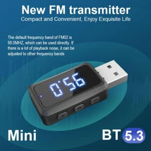 USB Bluetooth 5.3 Wireless Car FM Transmitter Aux StereoAudio Receiver Adapter ~ - Bild 1 von 11