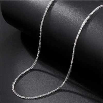 Цепочка PT950 из чистой платины 950 регулируемое ожерелье из пшеничных звеньев 1 мм 2,6–2,8 г 19,6 дюйма - Изображение 1 из 4