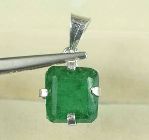 Green Emerald 7.25 Ct Natural Emerald Cut Gemstone Certified Engagement Pendant - Picture 1 of 8