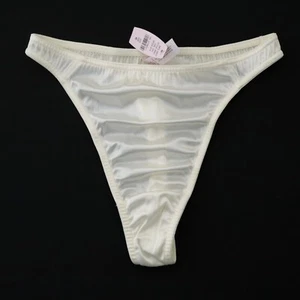 NEW Victoria's Secret VINTAGE Second Skin Satin Thong Panties MEDIUM - Picture 1 of 8